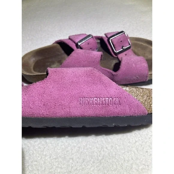 Birkenstock Arizona Sandal 36 Womens Size 6 Fuchsia Pink Suede Buckle Leather - Picture 4 of 6